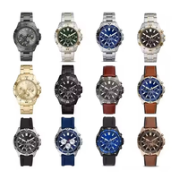 Nouvelle Arrivée Montre Chronographe de Plongée FS pour Hommes, Lunette Rotative à Trois Cadrans, Bracelet en Cuir Orange, Montre-Bracelet Sportive Étanche pour Hommes