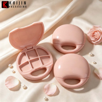 Boîte d'emballage cosmétique compacte en forme de sac couleur nude, boîte à poudre carrée 6 compartiments avec pendentif rose, emballage échantillon
