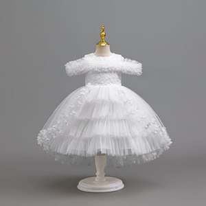Nuevo Vestido <span class=keywords><strong>de</strong></span> Princesa con Hombros Descubiertos, <span class=keywords><strong>de</strong></span> Tul con Capas y Cola, para Niñas, Ideal para Fiestas Formales, Bodas y Eventos Especiales - Product Image 1