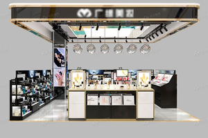 Mostrador de Madera con Iluminación LED Ecológica BKC021 para Exhibición de Cosméticos, Acabado Negro/Dorado, Diseño Personalizado para Kiosco de Cosméticos - Product Image 6