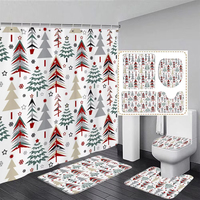 Arbre de noël rideau de douche rouge vert noël pin flocon de neige hiver vacances rideaux de douche tapis ensembles salle de bain décor