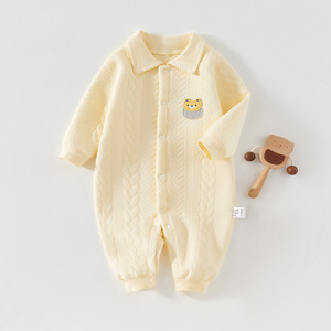 Body Térmico para Bebé, Algodón Puro, Ropa de Primavera y Otoño para Recién Nacido, Mono Unisex de Punto con Parche de Oso - Product Image 1