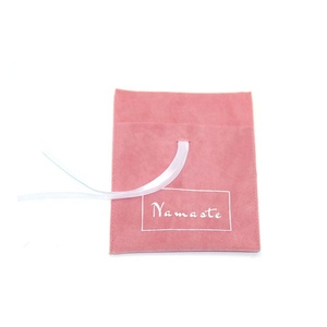 Bolsas de Regalo de Joyería de Gamuza <span class=keywords><strong>Rosa</strong></span> Pálido de Lujo con Logotipo Personalizado, Bolsas con Lazo - Product Image 6