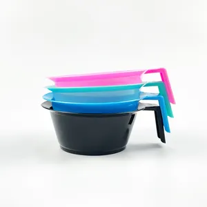 Factory Price Clear Hair Dye Mixing Bowl Plastic Multi Color Small Round Hair Dye Bowl With Handle