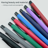 Stylo bille rétractable en métal à succès avec corps pulvérisé de colle, support gravé au laser, pour bureau et écriture