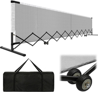 Barrière de séparation de terrain de pickleball extensible et durable avec cadre à ciseaux, filet rétractable, pour l'entraînement sportif, avec roues