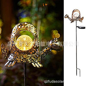Lampe solaire LED en forme de tortue pour jardin, décoration en fer forgé, résistante à l'eau, portable, pour extérieur - Product Image 2