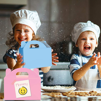 Petit MOQ, Prêt à Expédier : 24 Paquets de Boîtes Cadeaux en Papier à Poignée pour Fêtes, Motif Arc-en-ciel, pour Bonbons et Gâteaux