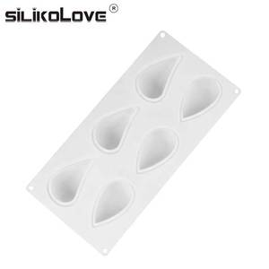 Cheap non-stick new 6-cavity water drop shape chiffon cake <b>silicone</b> mold - Product Image 3