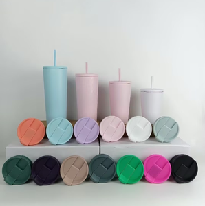 Nuova Tazza in Acciaio Inox a Doppia Parete da 16 Oz, 20 Oz, 24 Oz con Doppio Coperchio, Bottiglia d'Acqua Isolata, Tazza da Caffè Antigoccia - Product Image 2