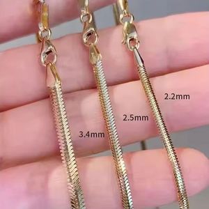 Xinfly Au750 2.2mm 2.5mm 3.4mm 18k Cadena de Oro Sólido Plano Espiga para Hombre, Gargantilla Fina - Product Image 1