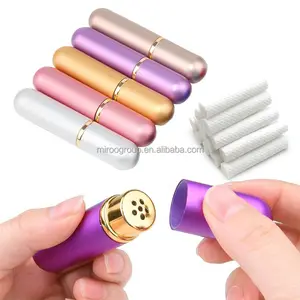 10 renk Metal şişe nazal inhaler için uçucu yağ aromaterapi boş alüminyum tüpler değiştirme fitil