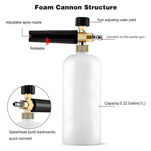 Kit de Pistola de Espuma de Alta Presión KAILUN con Conector Rápido de 1/4" M22-14mm, Pistola de Lavado a Presión de 4350 PSI, Capacidad de 1L, Material de Aleación+PVC - Product Image 6