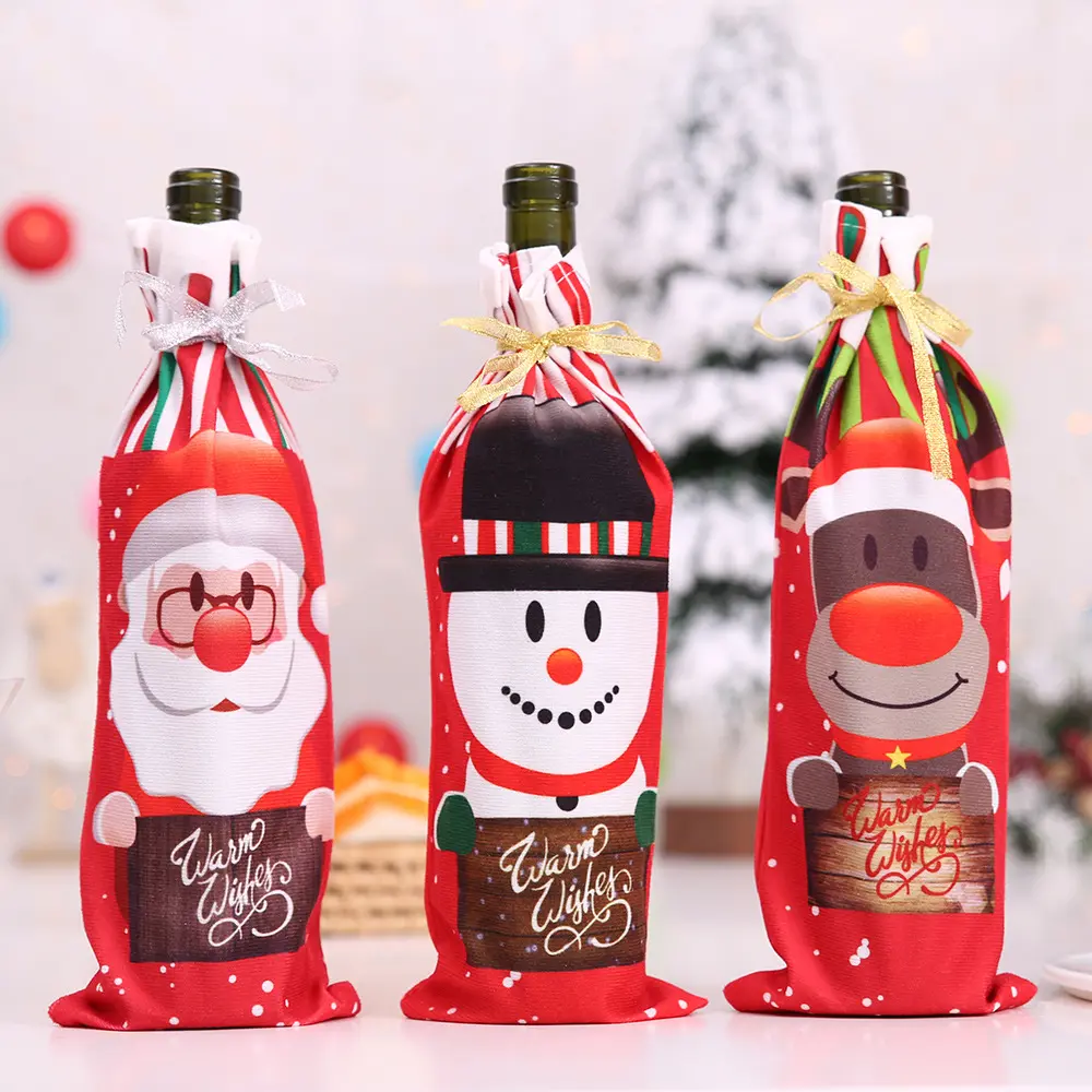 Christmas Decoration Wine Bottle Cover Bags Christmas Party Decorations Merry Christmas Decor For Home Xmas Ornaments