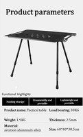 Mesa Plegable Táctica Portátil de Alta Calidad, Ligera, de Aleación de Aluminio Aeronáutico, para Campamento al Aire Libre, con Funciones Extensibles