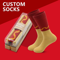 Meilleures ventes de chaussettes de boîte-cadeau de vin rouge drôles personnalisées 100% coton longues chaussettes unisexes
