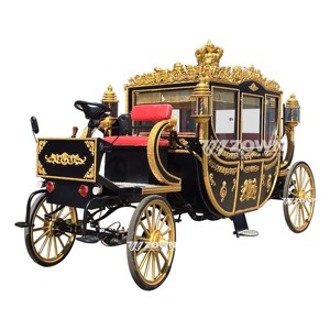 Carruaje Eléctrico ZOWN Royal, Diseño Ornamental Negro y Dorado, Asientos Rojos, Cuatro Ruedas, Vehículo para Recorridos en Parques Temáticos - Product Image 1