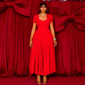 Robe grande taille pour femmes, robe décontractée d'été élégante à col en V, robe longue à ligne A, robe pour femmes africaines - Product Image 3
