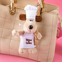 Porte-clés personnalisé en peluche douce pour chien, mignon animal de dessin animé, chiot, avec nœud papillon, breloque de sac, idéal pour cadeau promotionnel