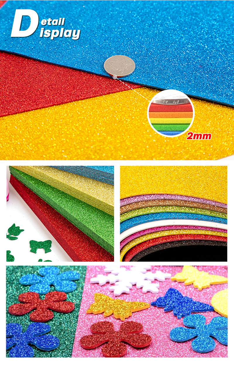 PATIKIL Foglio Schiuma Glitterata Eva Bianco Lucido 11 x 8 Spesso 2mm Spessore Eva Schiuma Adesivi Fogli Gomma Feltro Glitterato Scintillante per Progetti Fai da Te, 10Pz