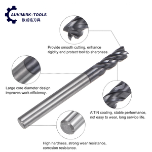Fraise à queue en carbure de tungstène HRC60 avec revêtement nano noir, 4 cannelures, pour usinage CNC de l'acier, de l'acier inoxydable et des métaux - Product Image 4