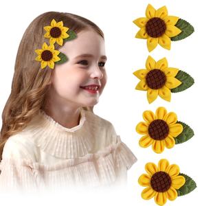 Barrettes à cheveux personnalisées pour enfants, motif dessin animé tournesol marguerite, faites à la main en tissu, accessoires mignons, vente chaude - Product Image 1