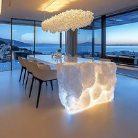 Îlots de cuisine modernes de luxe YUSHI R048, comptoirs de bar durables en résine de pierre artificielle en cristal minéral, mobilier de maison naturel