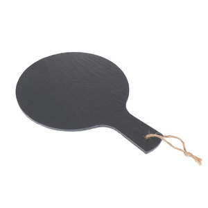 Plateau de service de charcuterie à <span class=keywords><strong>viande</strong></span> et à fromage Assiettes rondes en pierre noire Planche à fromage en <span class=keywords><strong>ardoise</strong></span> avec poignée pour les fêtes de cuisine Pizza - Product Image 3
