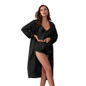 Ensembles de pyjama à la mode pour femmes Shorts à bretelles soyeux et Robe de nuit glacée pour l'été automne printemps - Product Image 4