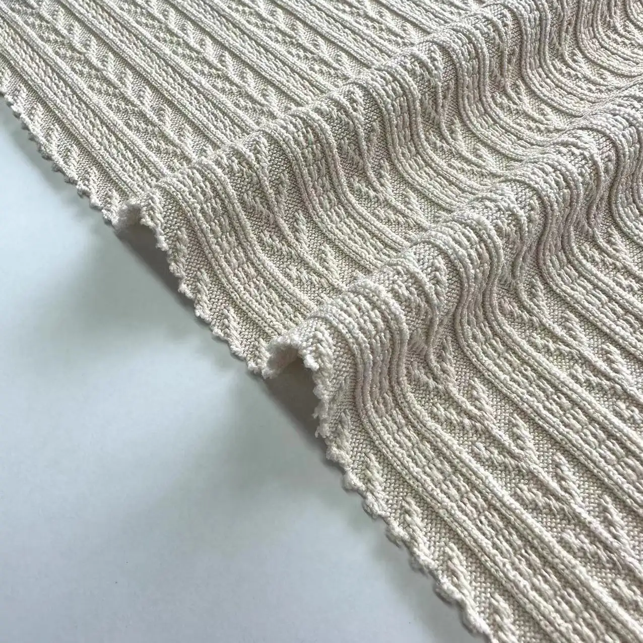 Tecido jacquard 3D elástico para suéter e roupas, tecido de malha novo design 95% poliéster 5% spandex