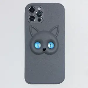 热销猫设计pu皮革柔软tpu手机套套适用于Iphone 12/迷你/pro/max皮套不同眼睛颜色