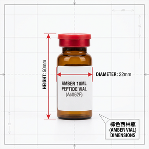 Ensembles de flacons en verre ambré de 10 ml à haute neutralité pour peptides, avec bouchons à clapet rouges et bouchons médicaux en butyl pour composés photosensibles - Product Image 6