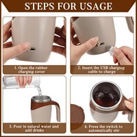 Bouteille mélangeuse intelligente, tasse à café à agitation magnétique automatique, tasse à café de voyage en acier inoxydable avec couvercle