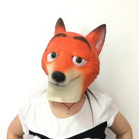Masque de tête en latex fait main de renard animal de dessin animé pour Halloween, vente en gros