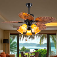 Ventilateur de plafond 52 pouces à 5 pales avec lumière E26 E27, ventilateur d'intérieur moderne pour chambre à coucher, salon, hôtel