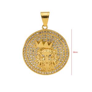 Kalung liontin singa rantai sambungan baja tahan karat berlapis kalung berbentuk <span class=keywords><strong>Solid</strong></span> pemasok Tiongkok kustom gaya pria keren - Product Image 2