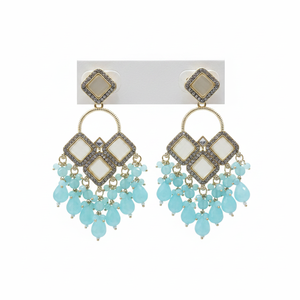 Gold Plated Fine Dangle <b>Earrings</b> with Kundan Stone and Beads 11103267LBL Jewelry - Product Image 2