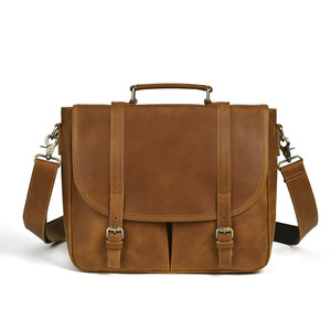 Bolso Bandolera de Cuero Crazy Horse para Hombre, Color Marrón Oscuro, Gran Capacidad, Resistente, Estilo Casual de Negocios - Product Image 5