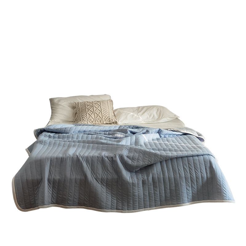 Оптовая продажа индийское Хлопковое трикотажное летнее одеяло супер мягкое тонкое одеяло простой стиль сплошной цвет полосатый кондиционер одеяло