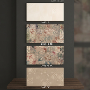 Carrelage mural en porcelaine émaillée brillante 300x600mm, motif floral et végétal, aspect brique réfractaire, pour hall d'entrée - Product Image 2
