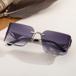 Nuevas gafas de sol sin marco para mujer, lentes de PC con protección UV400, color negro, diseño moderno, venta al por mayor transfronteriza - Product Image 3