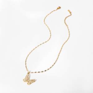 <span class=keywords><strong>Collier</strong></span> papillon en cristal <span class=keywords><strong>fantaisie</strong></span>, bijoux en acier inoxydable plaqué or 18 carats, cadeau, pendentif papillon en zircon cubique, <span class=keywords><strong>collier</strong></span> pour femmes - Product Image 2