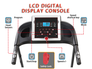 เครื่องวิ่งออกกำลังกายแบบพกพาคุณภาพสูงพร้อมหน้าจอ LCD สำหรับฟิตเนส คาร์ดิโอ วิ่ง และเพาะกาย - Product Image 3