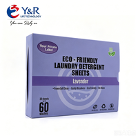 Feuilles de lessive écologiques 80 lavages 40 feuilles sans bidon en plastique Faible mousse Ingrédients hautement actifs Pour vêtements