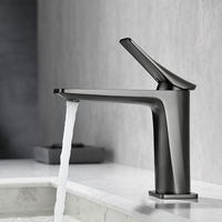 Grifo de Lavabo de Latón Moderno de Alta Calidad, Grifo de Cobre de un Solo Orificio para Lavabo, Grifo de Agua Fría y Caliente para Lavabo