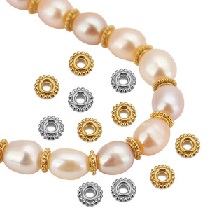 Perles d'espacement rondes moulées sous pression |   Séparateur de disques en forme de donut en acier inoxydable plaqué or PVD 18 carats pour la création de bijoux DIY (bracelets, colliers) - Product Image 4