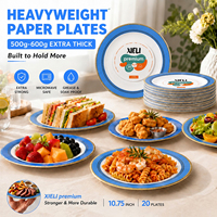 XIELI Fabriqué en Indonésie, assiettes en papier jetables extra épaisses de 10,75 pouces, résistantes, sans BPA, compostables, ensemble de vaisselle