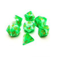 Ensemble de dés polyédriques en résine et acrylique écologiques à motif tourbillonnant de couleur personnalisée, 7 pièces, pour jeux de rôle et de société DND