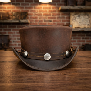 Sombrero de Cuero Estilo Vaquero para Cantantes de Discoteca BS International, 100% Cuero Genuino, Unisex, para Adultos, Moda de Playa, Cuatro Estaciones, Personalizable - Product Image 1