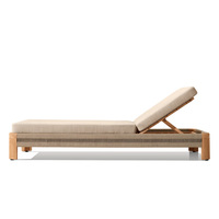 Chaise longue de resort, villa, hôtel, chaise longue réglable, design en corde tressée, lit de soleil extérieur en teck résistant aux intempéries